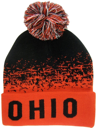 Ohio Men's Digital Fade Soft Fabric Winter Knit Hats (Black/Red)