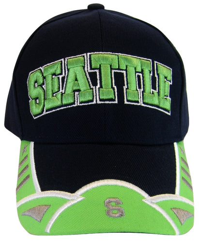 Seattle Men's Curved Brim Adjustable Baseball Cap with Small Stars