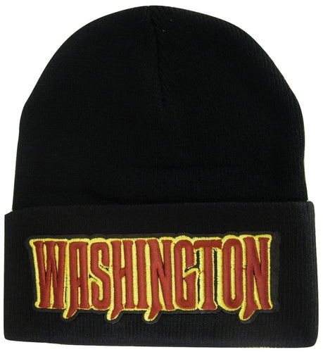 Washington Men's Black Winter Knit Cuffed Beanie Skull Cap