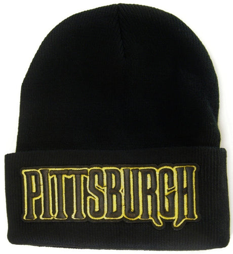 Pittsburgh Men's Black Winter Knit Cuffed Beanie Skull Cap