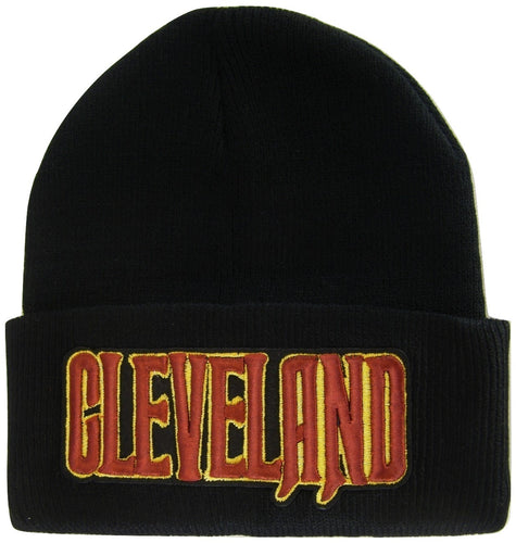 Cleveland Men's Black Winter Knit Cuffed Beanie Skull Cap