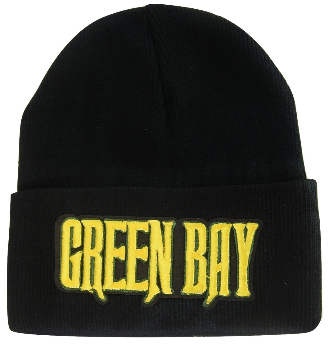 Green Bay Men's Black Winter Knit Cuffed Beanie Skull Cap