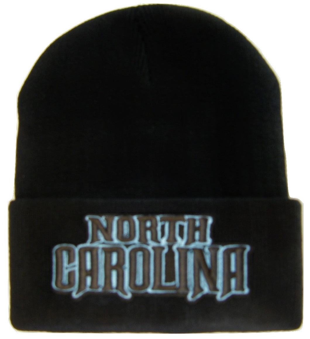 North Carolina Men's Black Winter Knit Cuffed Beanie Skull Cap