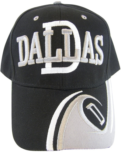 Dallas Men's D Wave Pattern Adjustable Baseball Cap (Black)