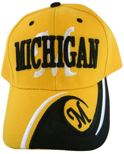 Michigan Men's M Wave Pattern Adjustable Baseball Cap (Gold/Black)