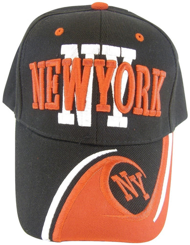 New York City Men's NY Wave Pattern Adjustable Baseball Cap (Black/Red)