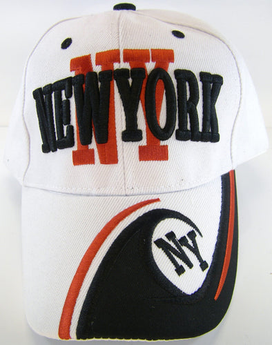 New York City Men's NY Wave Pattern Adjustable Baseball Cap (White/Black)