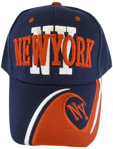 New York City Men's NY Wave Pattern Adjustable Baseball Cap (Navy/Red)