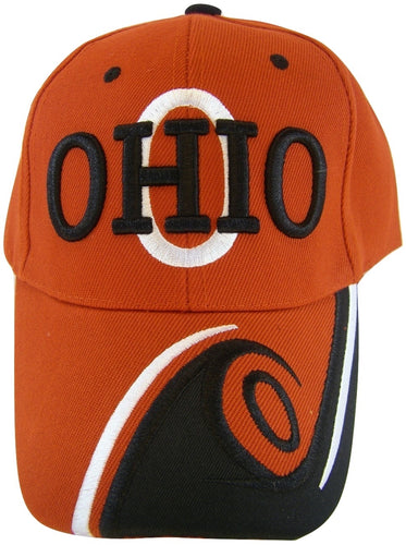 Ohio Men's O Wave Pattern Adjustable Baseball Cap (Red/Black)