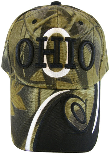 Ohio Men's O Wave Pattern Adjustable Baseball Cap (Camouflage/Black)