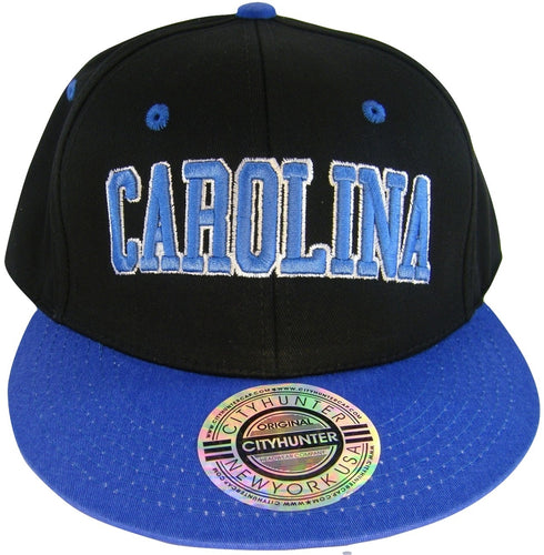 City Hunter Carolina Men's Adjustable Snapback Baseball Caps (Black/Blue)