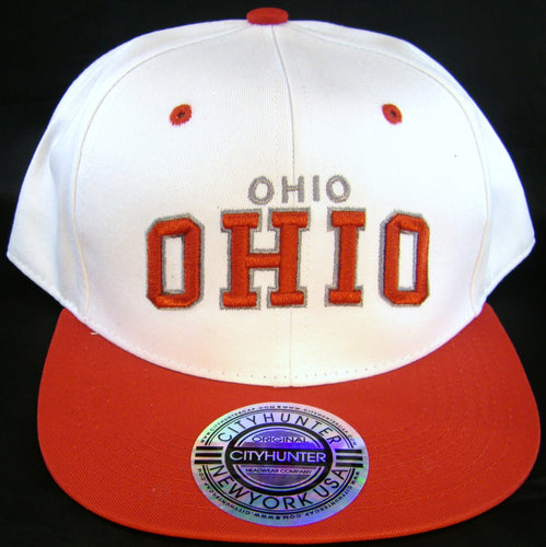 City Hunter Ohio Men's Adjustable Snapback Baseball Caps (White/Red)