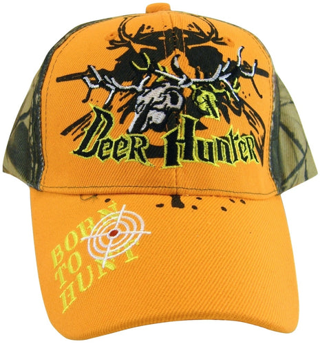 Deer Hunter Born to Hunt Adjustable Baseball Cap (Orange)