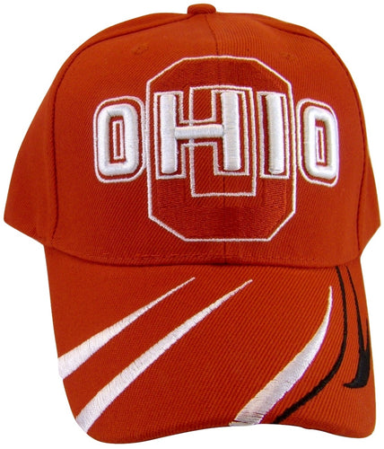 Ohio Men's Striped Bill Adjustable Baseball Cap (Red)