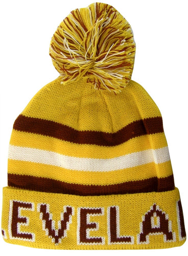 Cleveland Adult Size Winter Knit Beanie Hats (Gold/Wine Thick)