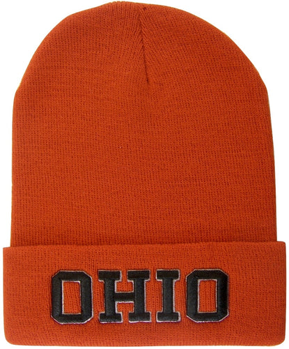 Ohio Adult Size Winter Knit Beanie Hats (Red)