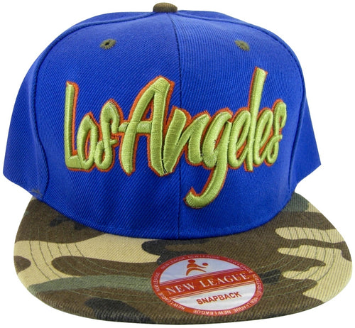 Los Angeles 2-Tone Adult Size Adjustable Snapback Baseball Cap (Royal/Camouflage)