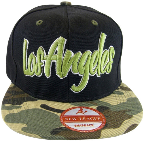 Los Angeles 2-Tone Adult Size Adjustable Snapback Baseball Cap (Black/Camouflage)