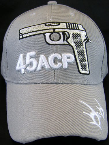 Men's Handgun Firearm Adjustable Baseball Cap (45 ACP Gray)