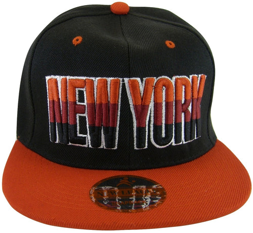 New York Men's 3-Tone Script Snapback Baseball Cap (Black/Red)