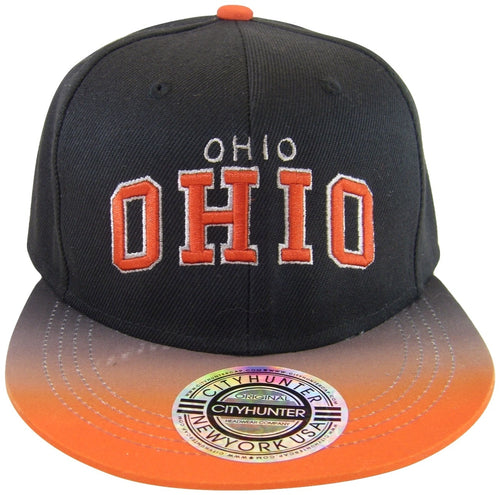 City Hunter Ohio Men's Adjustable Snapback Baseball Caps (Black/Red Gradation)