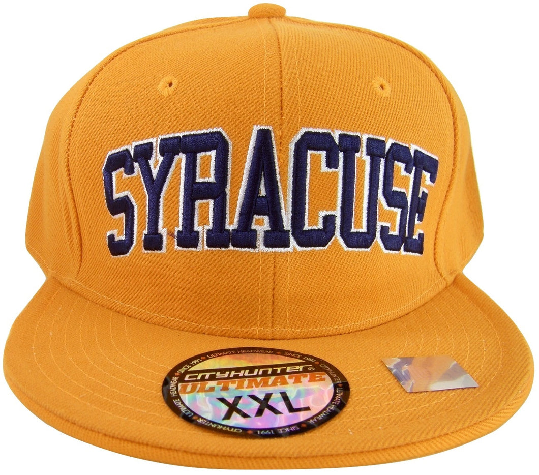 Syracuse Men's Fitted Orange Baseball Cap with Navy Blue Writing