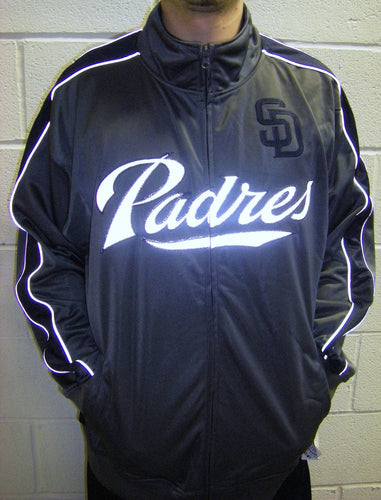 MLB San Diego Padres Men's Big & Tall Full Zip Tricot Reflective Track Jacket (Size:2X-Large)