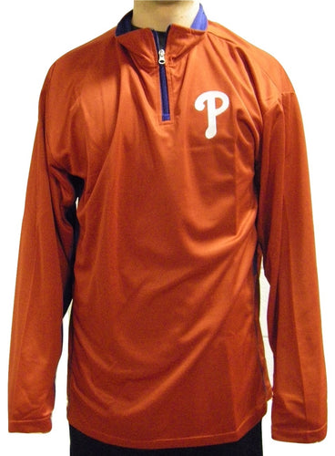 MLB Philadelphia Phillies Long Sleeve Quarter Zip Poly Jersey Jacket Hoodie (Size:X-Large/Tall)