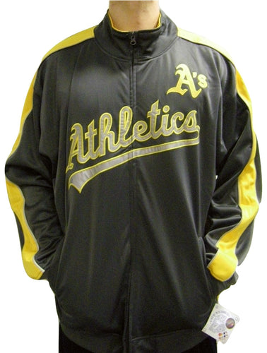 MLB Oakland Athletics Men's Big & Tall Full Zip Tricot Reflective Track Jacket (Size:2X-Large)