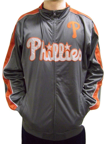 MLB Philadelphia Phillies Men's Big Tall Full Zip Tricot Reflective Track Jacket (Size:X-Large/Tall)