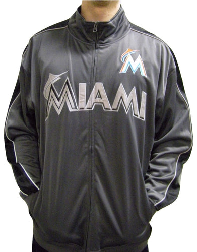 MLB Miami Marlins Men's Big & Tall Full Zip Tricot Reflective Track Jacket (Size:2X-Large)