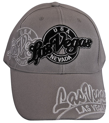 Las Vegas Adult Size Curved Brim Adjustable Baseball Cap (Gray)