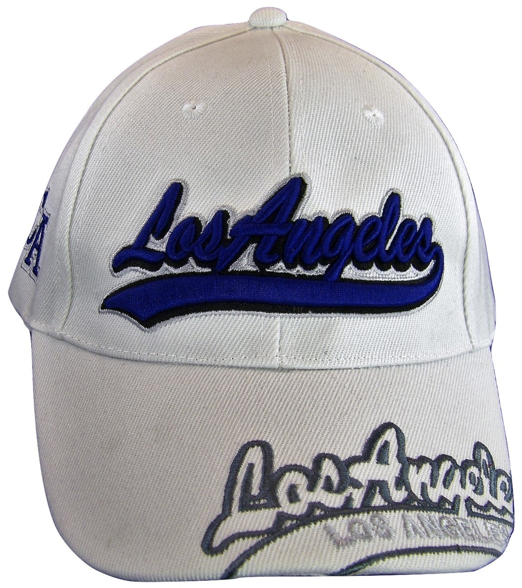 Los Angeles Men's Curved Brim Adjustable Baseball Cap (White)