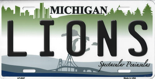 Lions Michigan State Background Novelty Metal License Plate Tag (Lions)