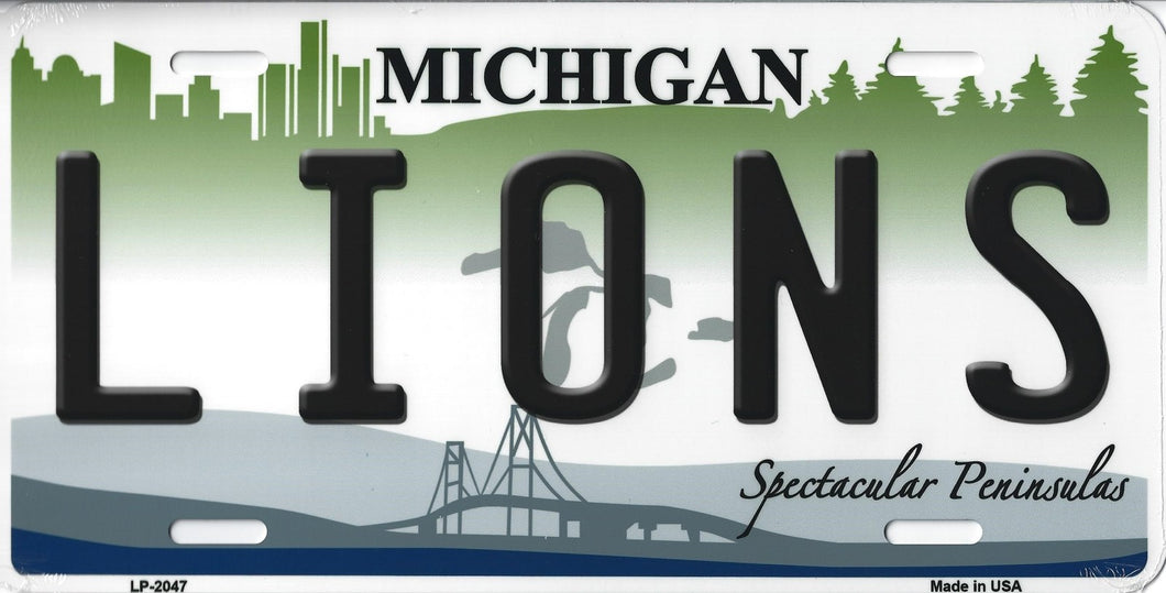 Lions Michigan State Background Novelty Metal License Plate Tag (Lions)