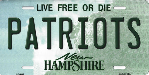 Patriots Massachusetts State Background Novelty Metal License Plate Tag (Patriots New Hampshire)