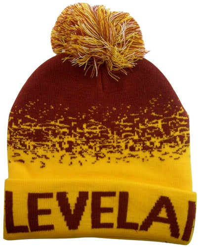 Cleveland Men's Digital Fade Soft Fabric Winter Knit Hats (Wine/Gold)