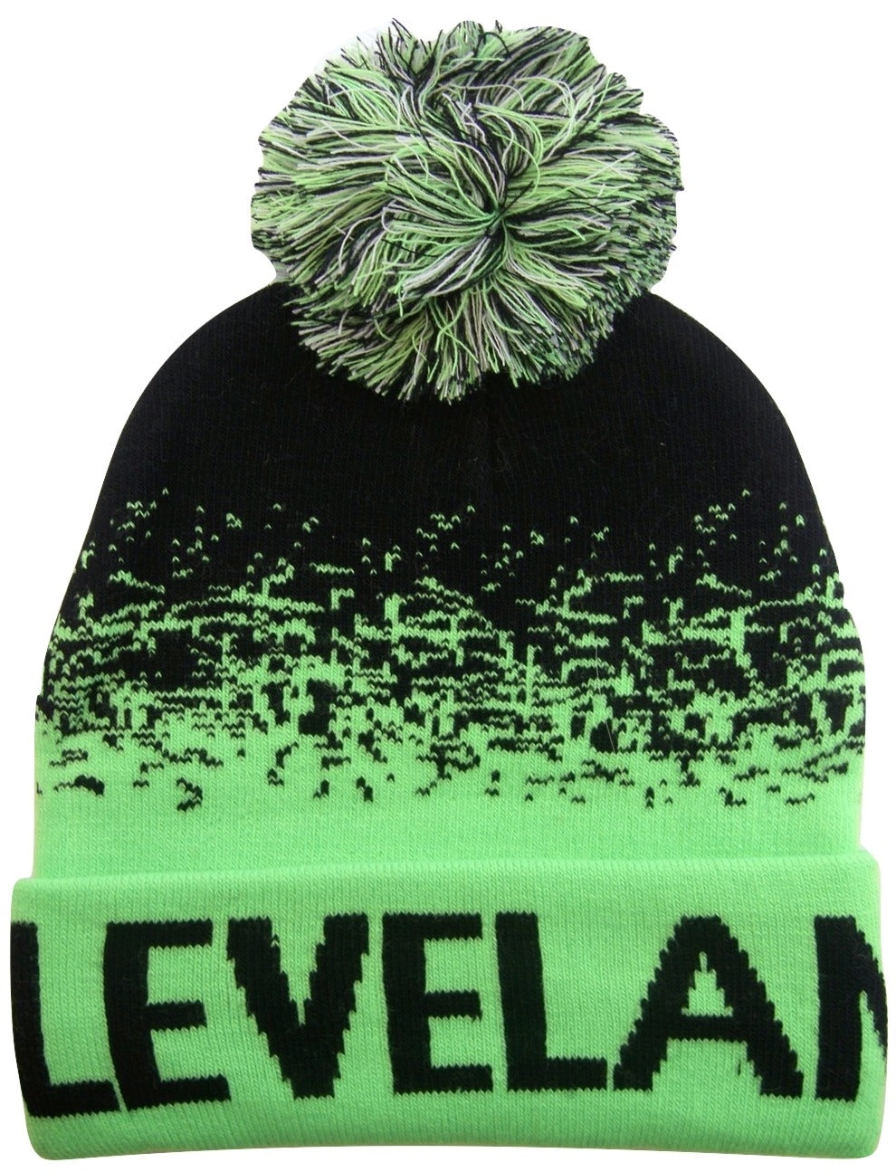 Cleveland Men's Digital Fade Soft Fabric Winter Knit Hats (Black/Green)