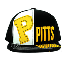 Pittsburgh 2-Tone Split Text Adjustable Snapback Baseball Cap (Black)