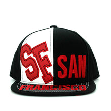 San Francisco 2-Tone Split Text Adjustable Snapback Baseball Cap (Black)