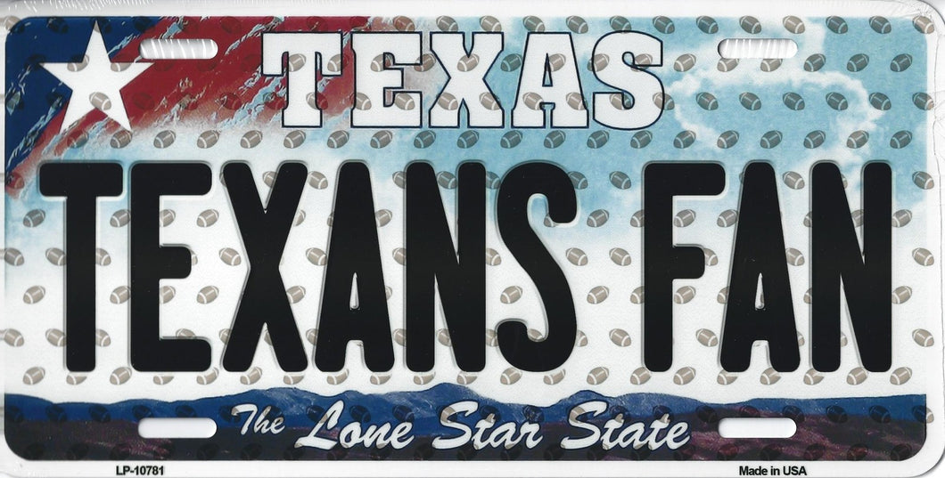 Texans Texas State Background Novelty Metal License Plate Tag (Texans Fan)