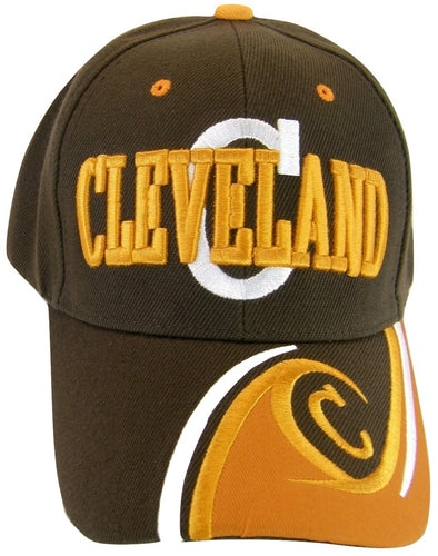 Cleveland Men's C Wave Pattern Adjustable Baseball Cap (Brown/Orange)