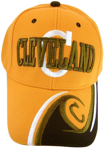 Cleveland Men's C Wave Pattern Adjustable Baseball Cap (Orange/Brown)