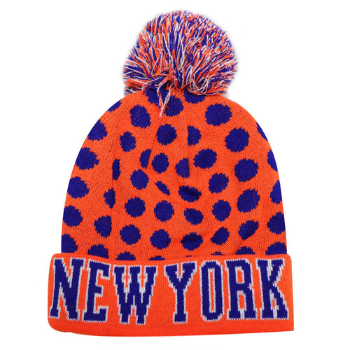 New York City Hunter USA Leopard Spots Style Men's Winter Hats (Orange/Royal)