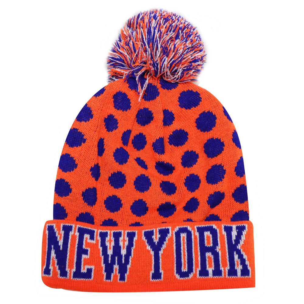New York City Hunter USA Leopard Spots Style Men's Winter Hats (Orange/Royal)
