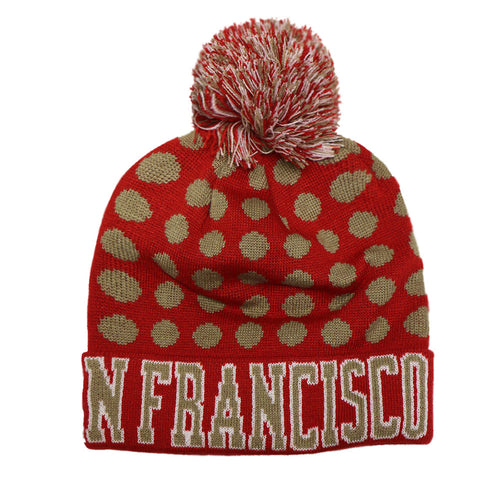 Las Vegas City Name Three Stripe Circular Patch Pom Beanie Winter