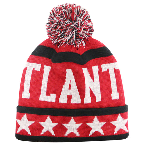 Atlanta Large Stars Style Men's Winter Hats (Red/Black)