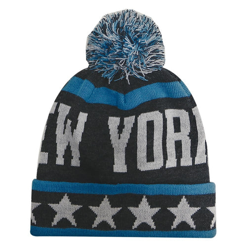New York City Hunter USA Large Stars Style Men's Winter Hats (Black/Teal)