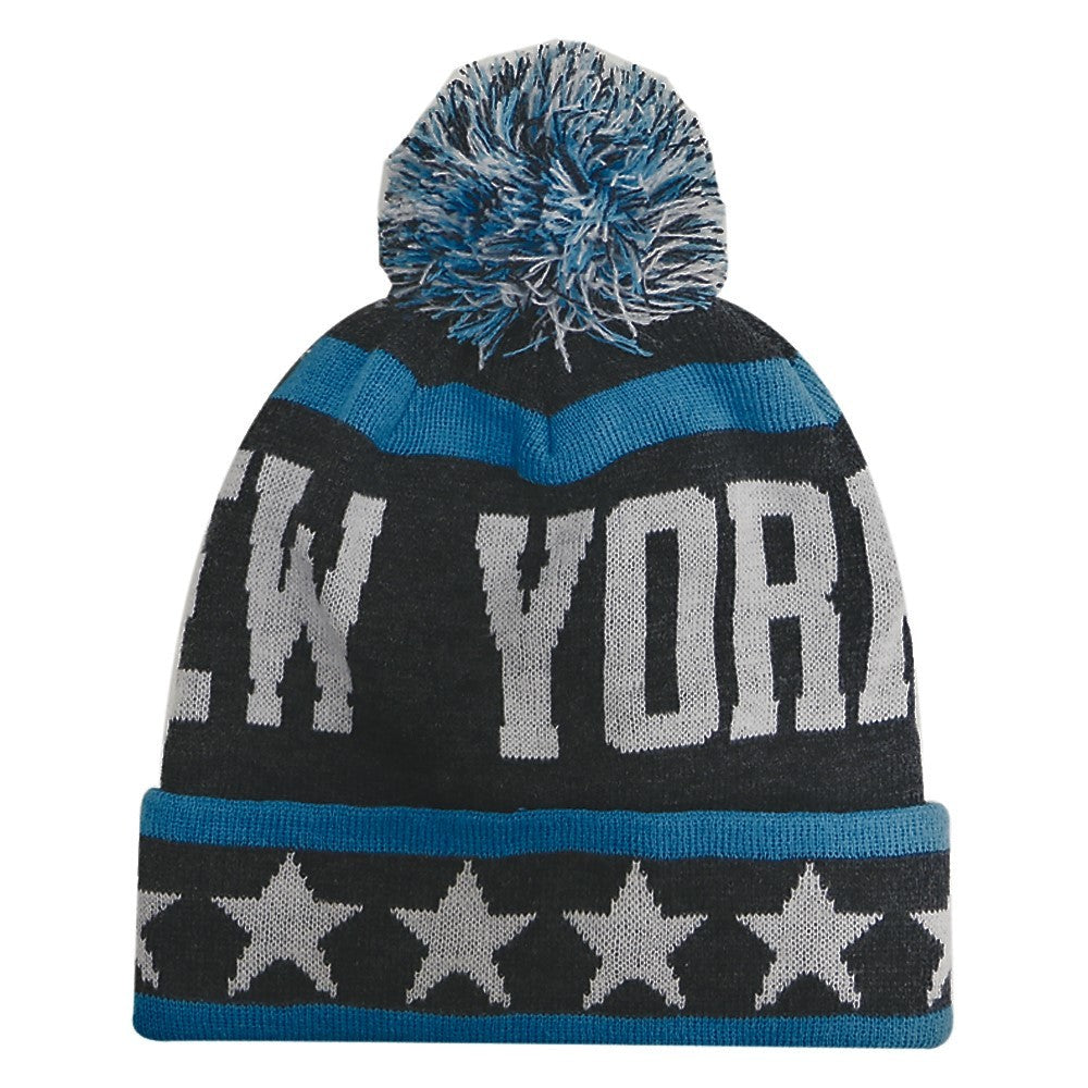 New York City Hunter USA Large Stars Style Men's Winter Hats (Black/Teal)