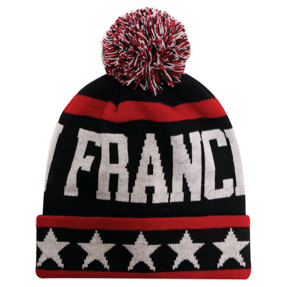 San Francisco City Hunter USA Large Stars Style Men's Winter Hats (Black/Red)